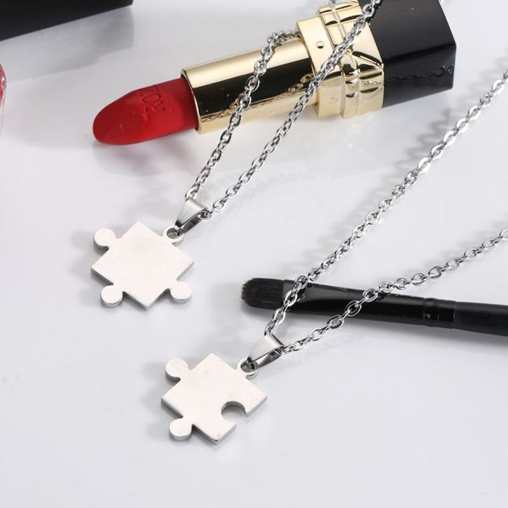 puzzle Pendant Chain piece necklace for couples