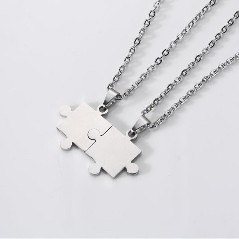 puzzle Pendant Chain piece necklace for couples