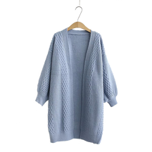 Cardigan con maniche a lanterna invernale Maglione lungo da donna 2021 Cappotto in maglia con maglione oversize a punto aperto con maniche a lanterna