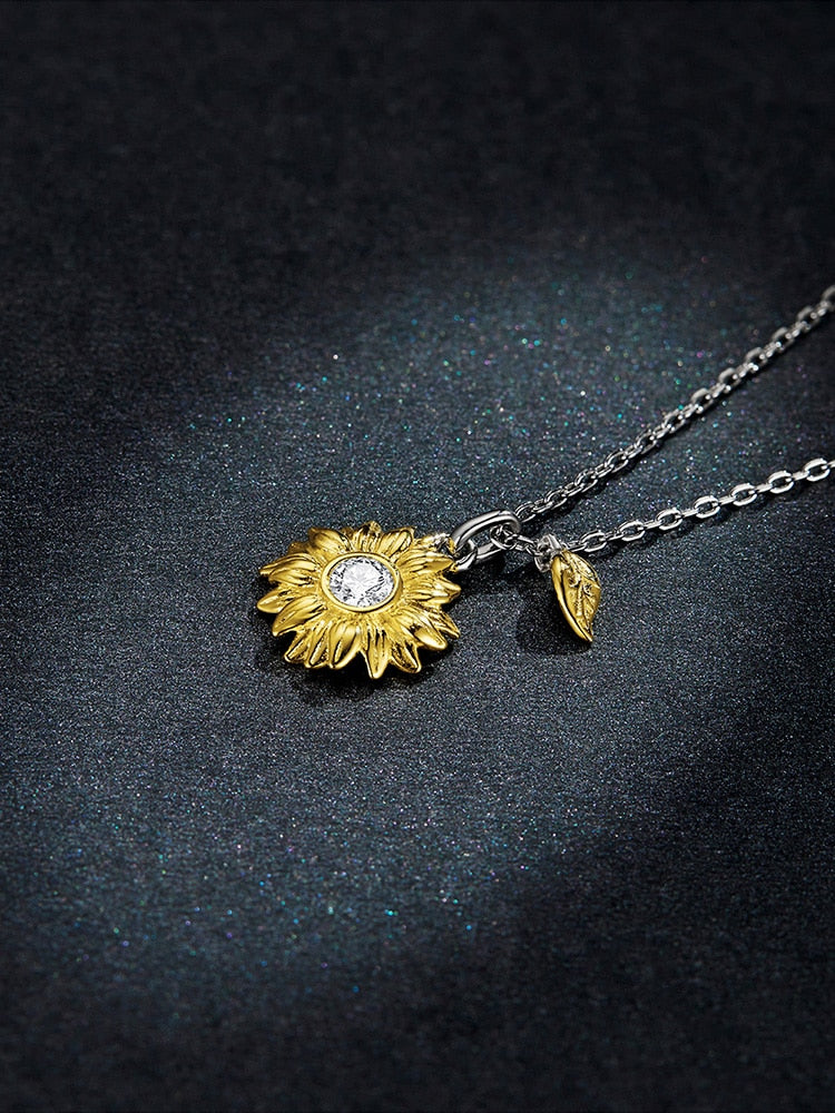 Sonnenblumen-Halskette Goldfarbe Glückskette Geschenk für Frauen Mode Halskette Schmuck