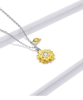 Sonnenblumen-Halskette Goldfarbe Glückskette Geschenk für Frauen Mode Halskette Schmuck