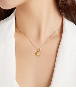 Sonnenblumen-Halskette Goldfarbe Glückskette Geschenk für Frauen Mode Halskette Schmuck