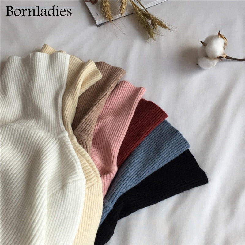 Turtleneck Women Sweaters Autumn Winter Tops Slim Women Pullover Knitted Sweater