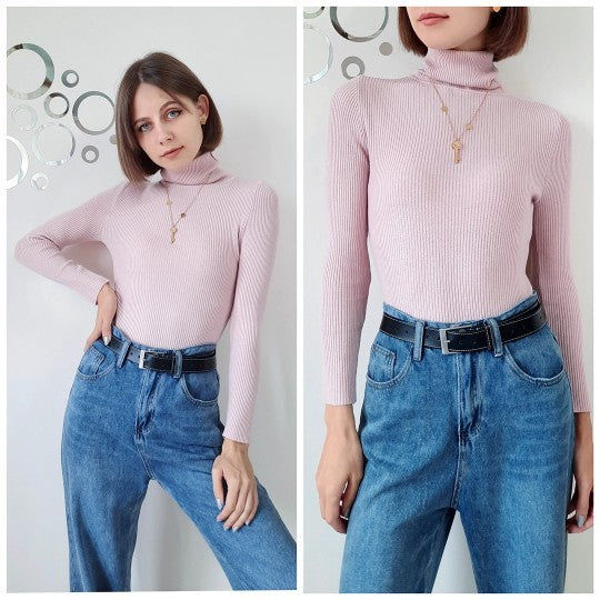 Turtleneck Women Sweaters Autumn Winter Tops Slim Women Pullover Knitted Sweater