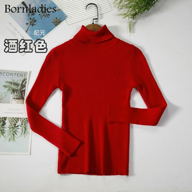 Turtleneck Women Sweaters Autumn Winter Tops Slim Women Pullover Knitted Sweater