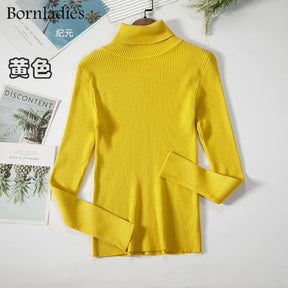 Turtleneck Women Sweaters Autumn Winter Tops Slim Women Pullover Knitted Sweater