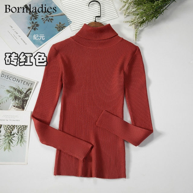 Turtleneck Women Sweaters Autumn Winter Tops Slim Women Pullover Knitted Sweater