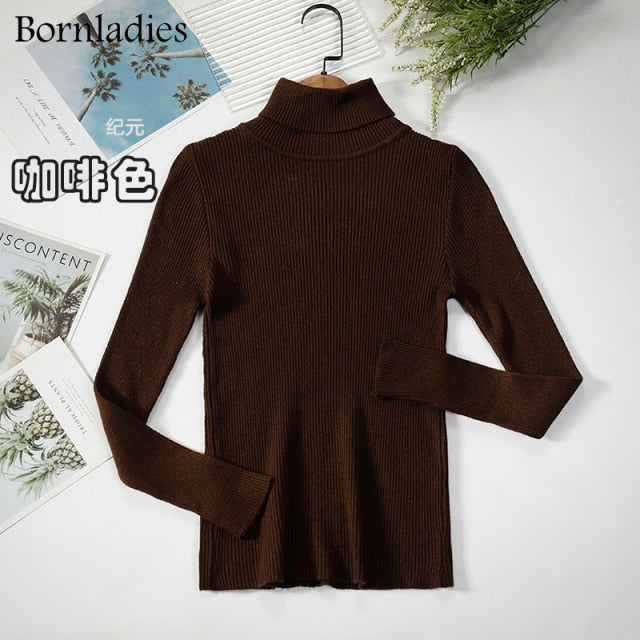 Turtleneck Women Sweaters Autumn Winter Tops Slim Women Pullover Knitted Sweater