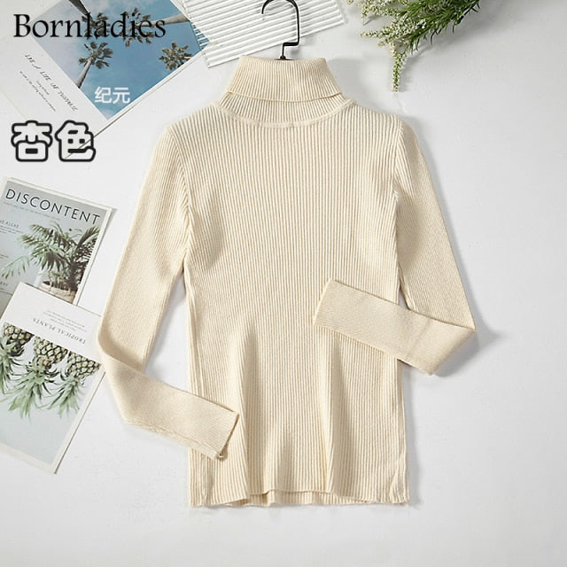 Turtleneck Women Sweaters Autumn Winter Tops Slim Women Pullover Knitted Sweater