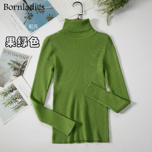 Turtleneck Women Sweaters Autumn Winter Tops Slim Women Pullover Knitted Sweater