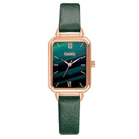 Damenuhren Fashion Square Damen Quarzuhr Armband Set Green Dial Mesh Uhren