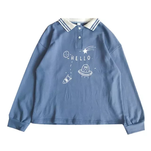 Felpe Autunno Inverno Lettera Orso Stampa Polo Colletto Pullover con cappuccio oversize