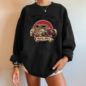 Felpe con stampa auto Felpe con maniche lunghe Streetwear Top vintage