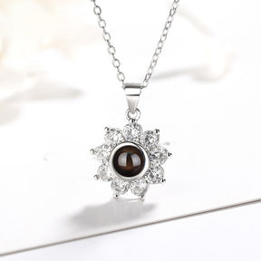 Sun Flower Shaped Custom Photo Name Projection Necklace Clavicle Chain Personalized Pendant