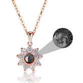 Sun Flower Shaped Custom Photo Name Projection Necklace Clavicle Chain Personalized Pendant