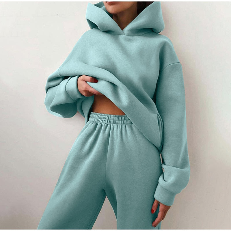 Tracksuit  Fleece Sweatshirts Two Piece Set Oversized Sports Hoodie Suit