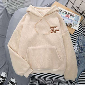 Fleece Hoodies Fashion Autumn Winter Thick Letter Embroidery