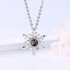 Personalized Projection Necklace Custom Photo Jewelry Women Snowflake Pendant