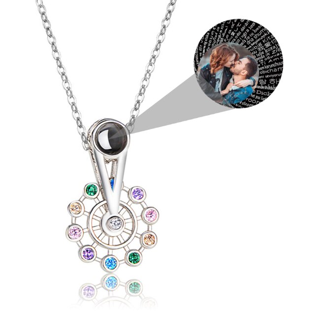 Personalized Ferris Wheel Shaped Colorful Crystal Custom Photo Projection Name Pendant