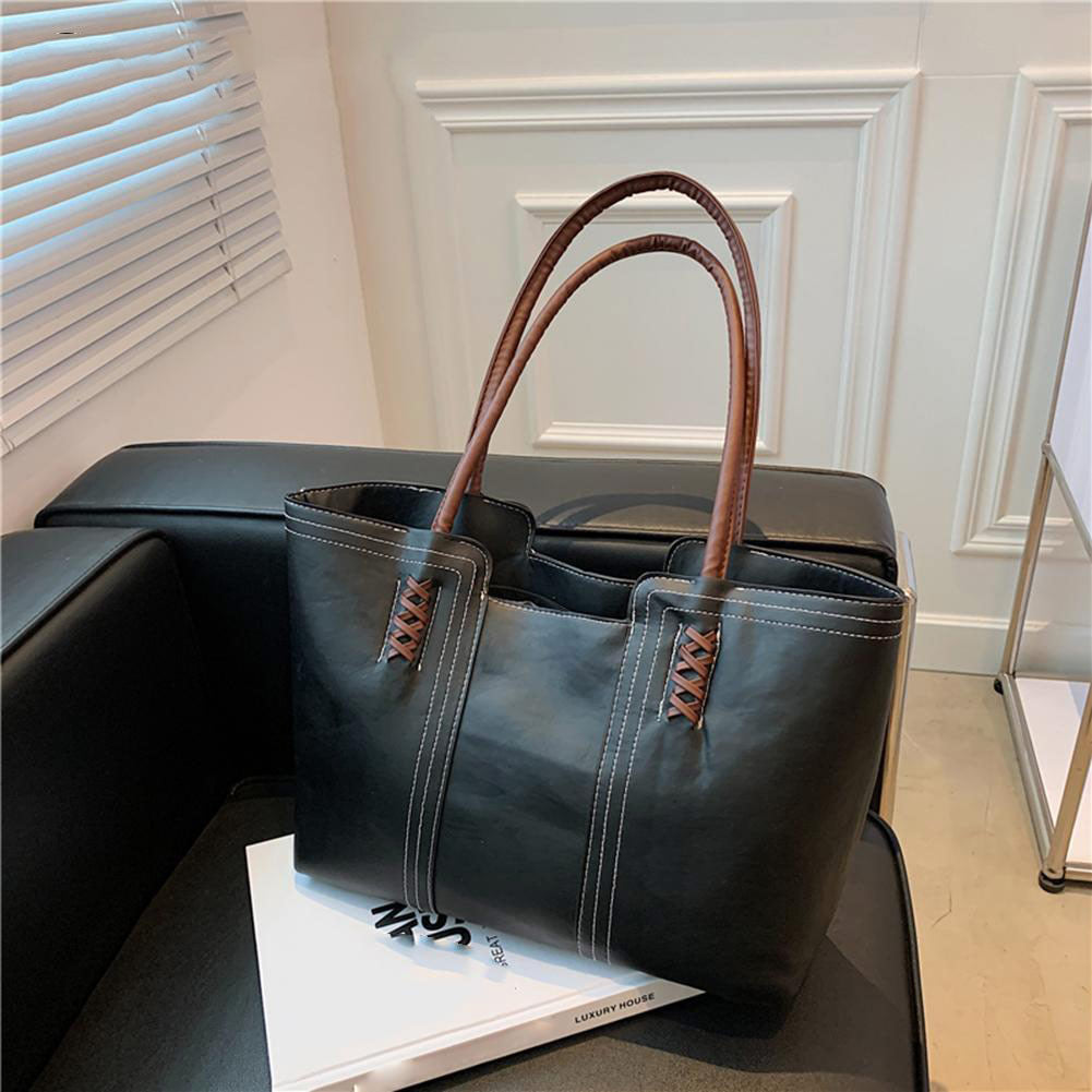 Fashion Women PU Leather Solid Color Shoulder Shopping Bag