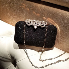 Borse da sera con strass Borse con diamanti da sposa Borsa chic nera con manico