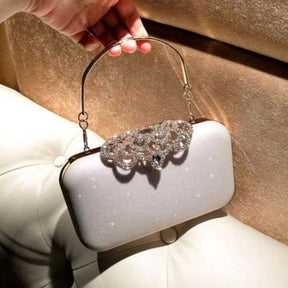 Borse da sera con strass Borse con diamanti da sposa Borsa chic nera con manico