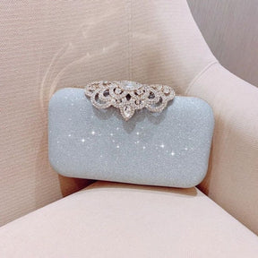 Borse da sera con strass Borse con diamanti da sposa Borsa chic nera con manico