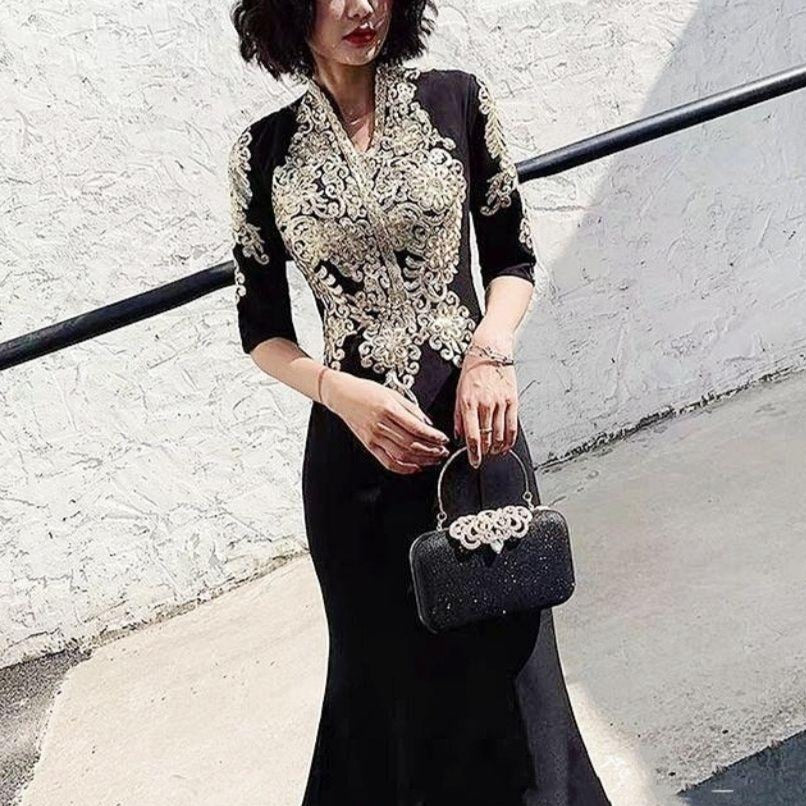 Borse da sera con strass Borse con diamanti da sposa Borsa chic nera con manico