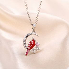 Heart Shaped Cardinal Parrot Necklace Red Bird Cardinals Heart shaped rose