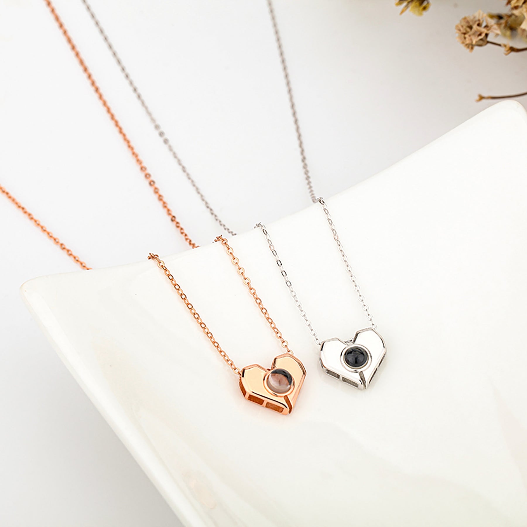 Collana di proiezione personalizzata a forma di cuore Pendente fotografico personalizzato