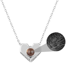 Collana con nome di proiezione "Ti amo" in 100 lingue a forma di cuore personalizzata