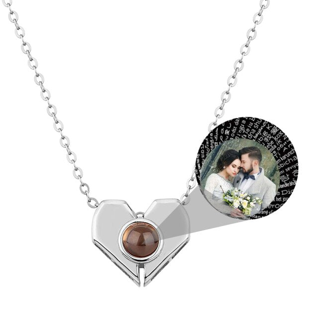 Collana di proiezione personalizzata a forma di cuore Pendente fotografico personalizzato