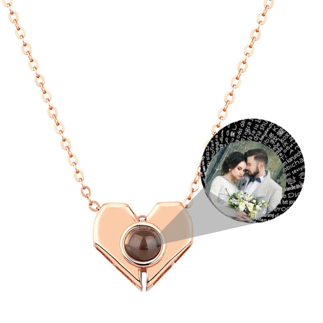 Personalized Heart Shaped Projection Necklace Custom Photo Pendan