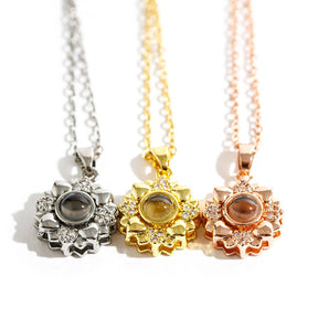 Custom Color Photo Projection Necklace Personalized Simple Style Sunflower Pendant