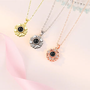 Custom Color Photo Projection Necklace Personalized Simple Style Sunflower Pendant