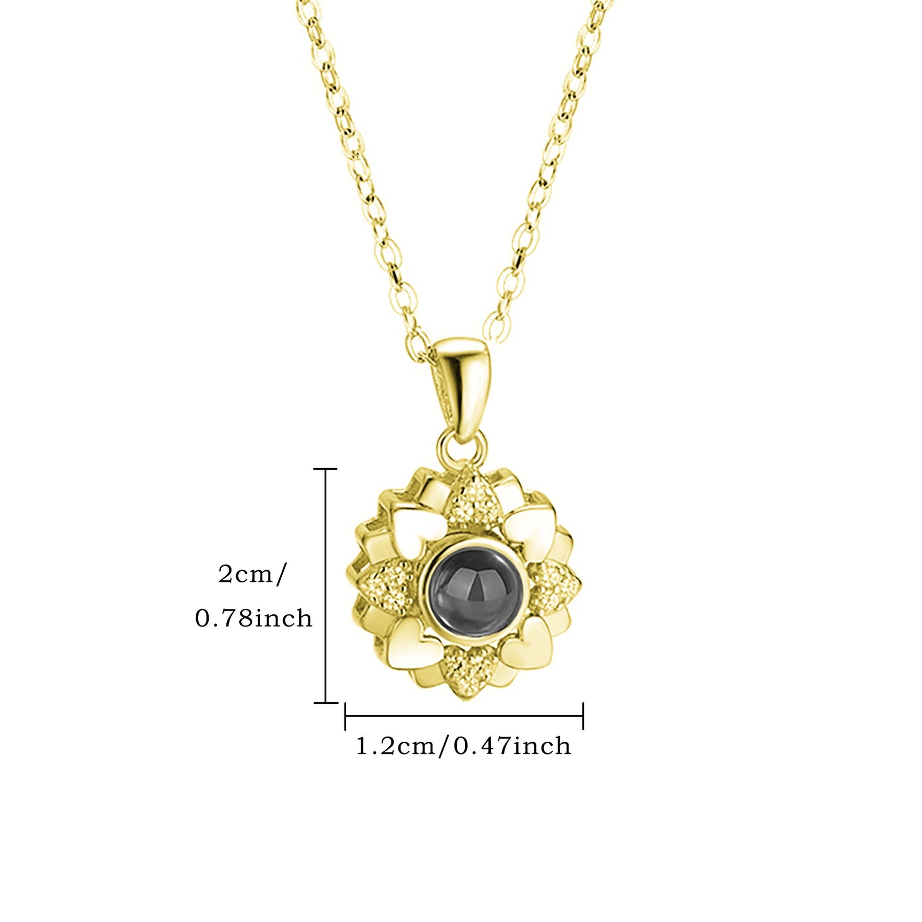 Custom Color Photo Projection Necklace Personalized Simple Style Sunflower Pendant