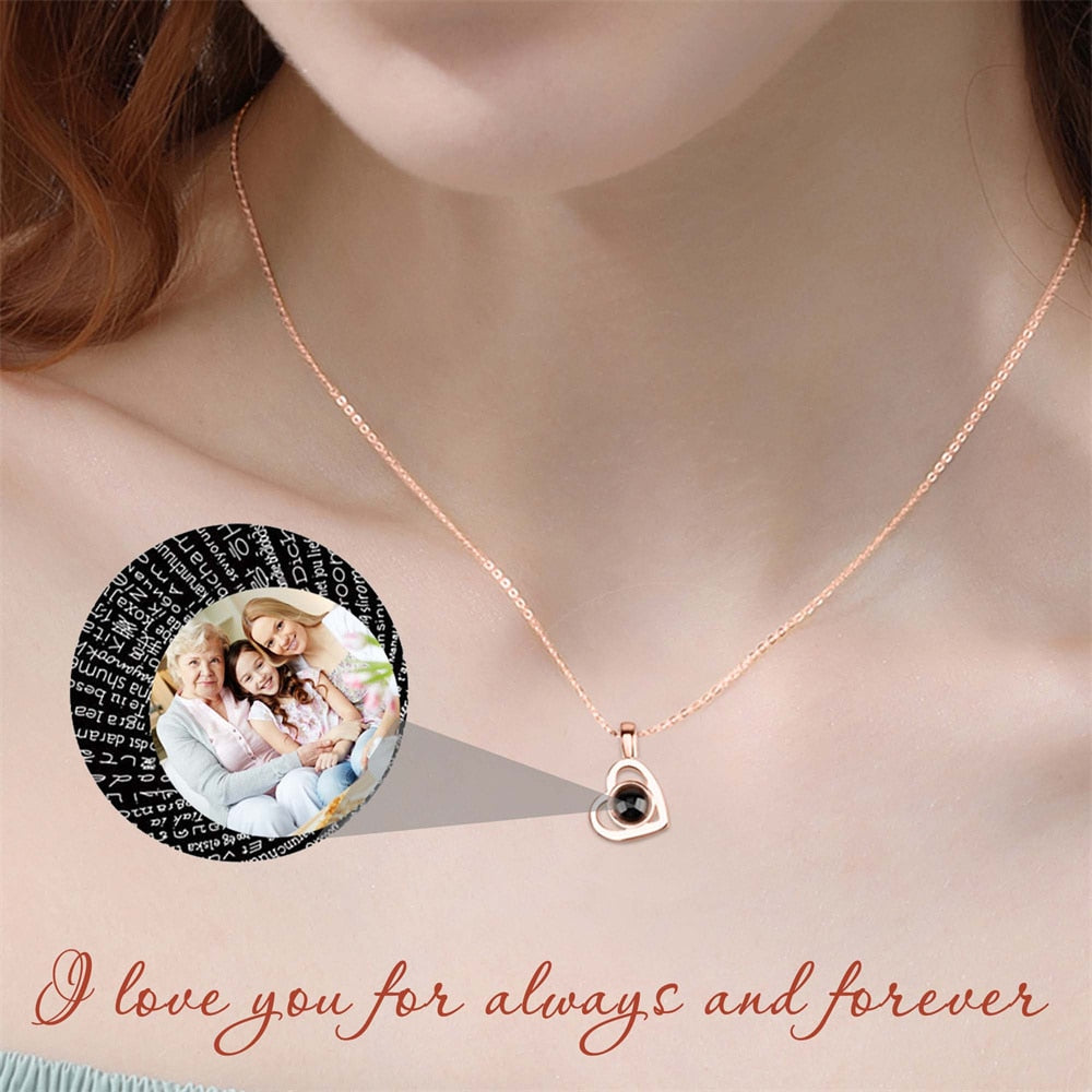 Personalized heart shape Projection Photo Necklace Custom Pendant