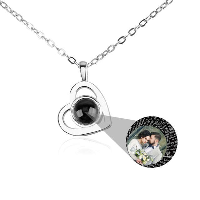 Collana personalizzata con foto di proiezione a forma di cuore Ciondolo personalizzato 