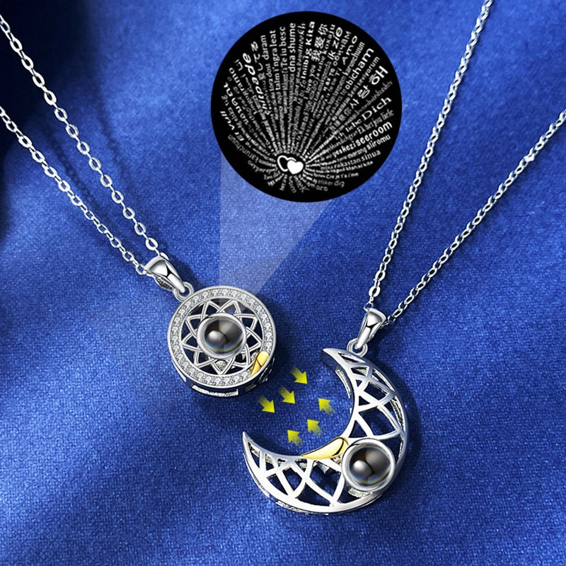 100 lingue coppia ti amo collana proiezione sole e luna amore memoria confessione