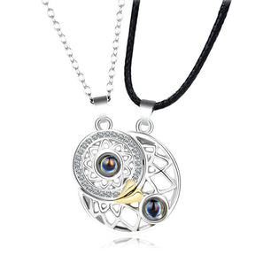 100 Languages Sun and Moon Projection Necklace