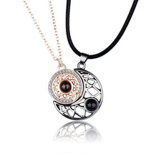 100 Languages Sun and Moon Projection Necklace