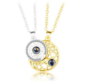 100 Languages Sun and Moon Projection Necklace