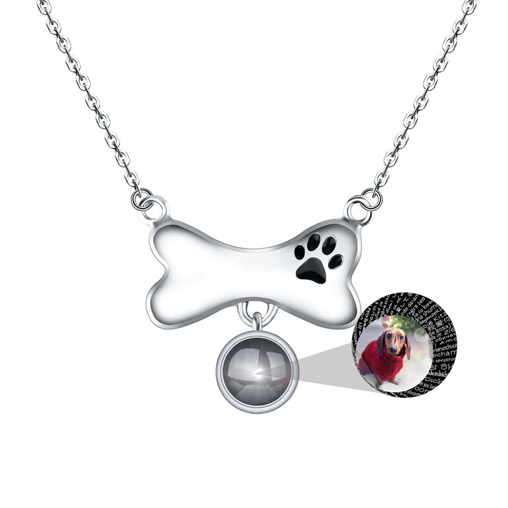 Collana di proiezione a forma di osso di cane personalizzata Ciondolo alla moda con nome personalizzato