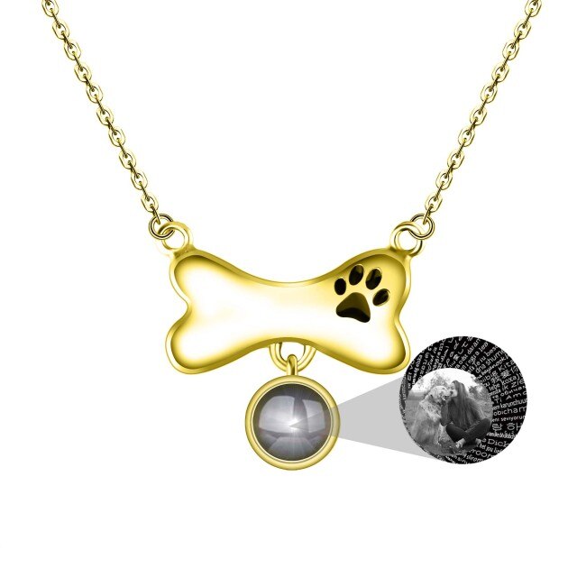 Collana di proiezione a forma di osso di cane personalizzata Ciondolo alla moda con nome personalizzato