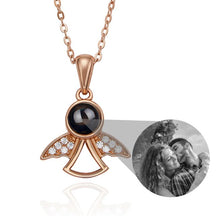 Projection Photo Memory Necklace Angel Pendant With Crystal Wing Personalized Jewelry