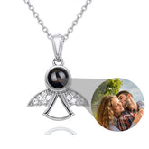 Projection Photo Memory Necklace Angel Pendant With Crystal Wing Personalized Jewelry