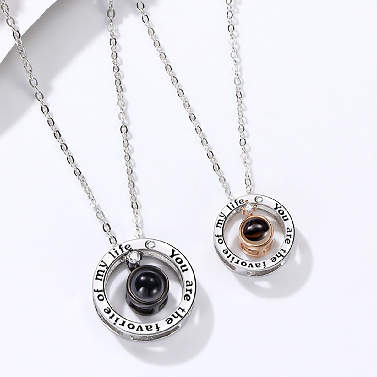 Personalized Letter Decoration Round Pendant Custom Color Photo Couple Projection Necklace