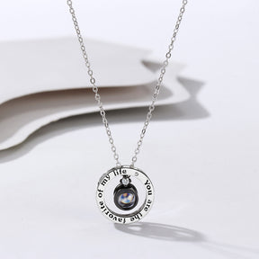 Personalized Letter Decoration Round Pendant Custom Color Photo Couple Projection Necklace