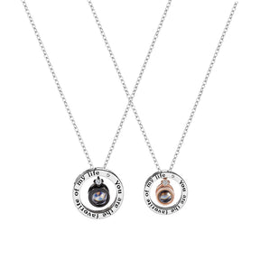 Personalized Letter Decoration Round Pendant Custom Color Photo Couple Projection Necklace