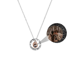 Personalized Letter Decoration Round Pendant Custom Color Photo Couple Projection Necklace